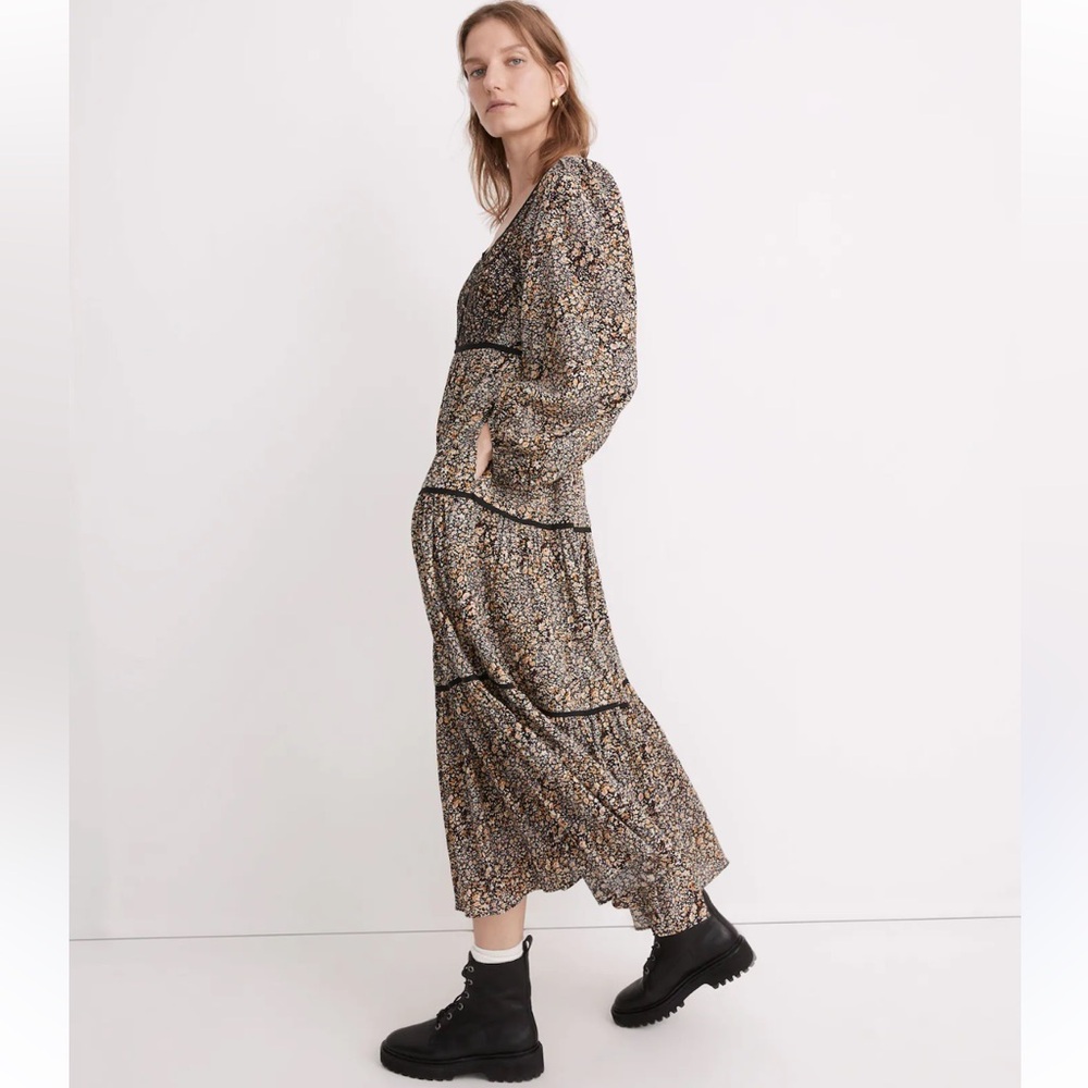 Madewell Embroidered Tiered Midi Dress in Cottage Garden 4 - Picture 2 of 9